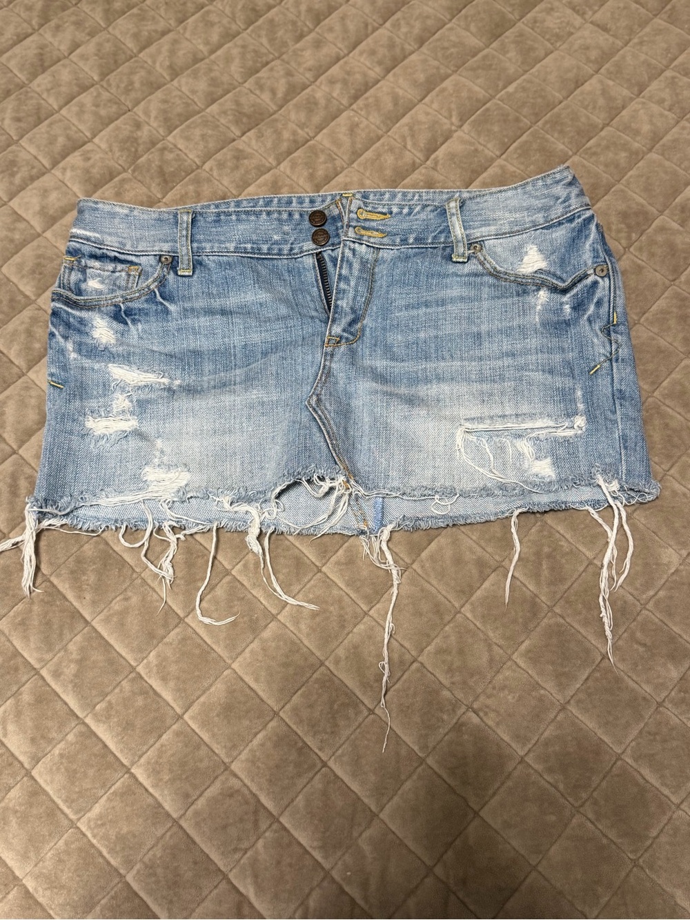 Ruehl No. 925 Distressed Blue Denim Micro Mini Skirt